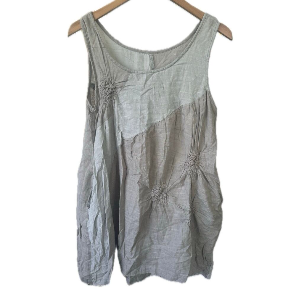 Daidai Women's 100% Cotton Slightly Sheer Mix Media Ruch Balls A-Line Dress M